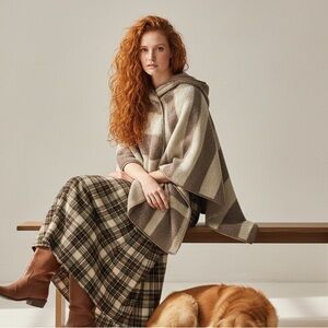 Parasuco Neutral Brown Wrap Shawl Cape Size OS